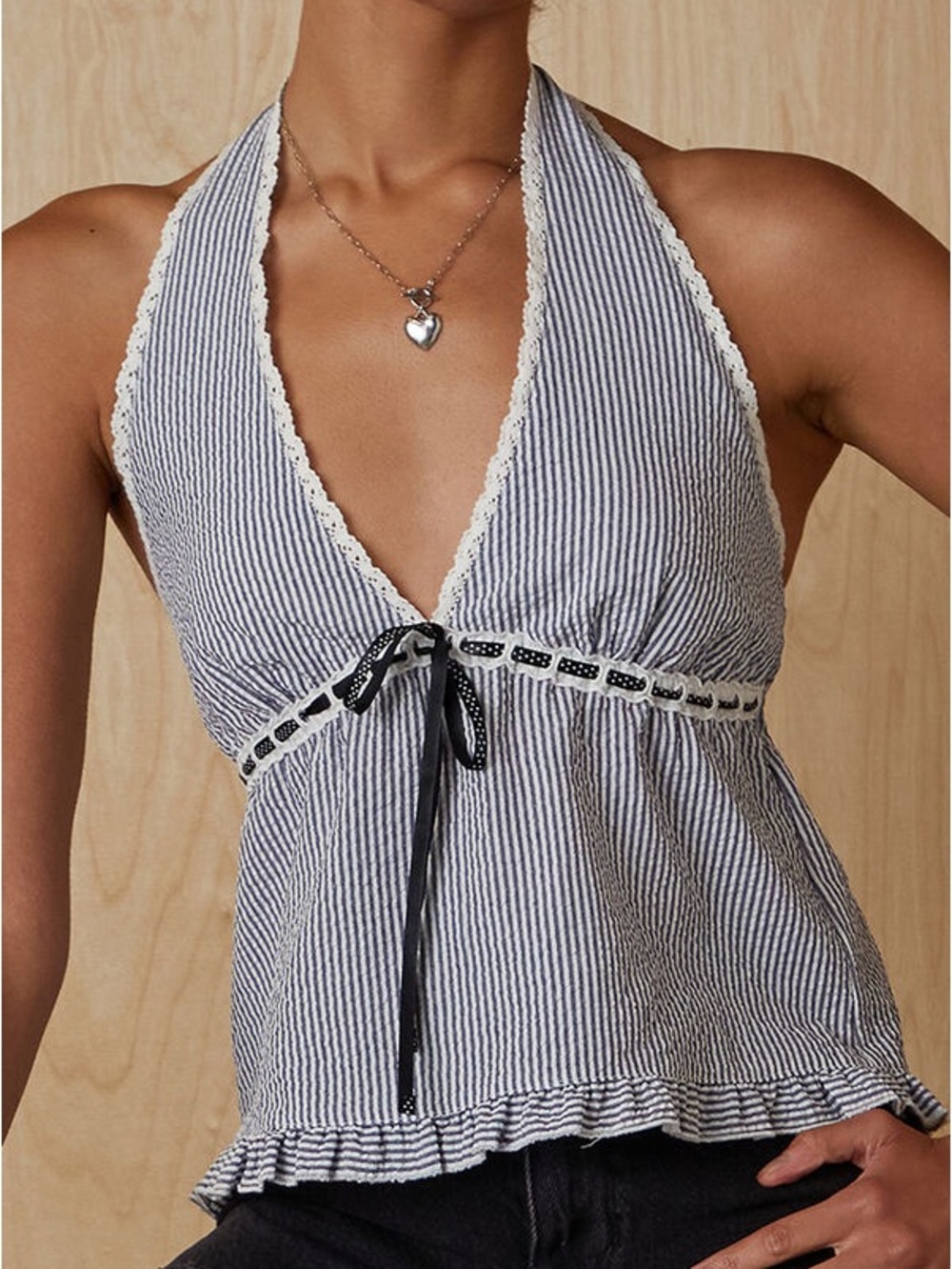 NWT Pacsun blue and white striped halter top